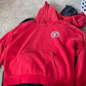 Obey pull over hoodie red/white